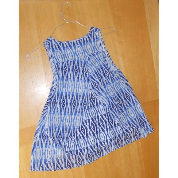 Anthropologie Meadow Rue Merlin Blue White Boho Print TUNIC TANK TOP XS - Picture 7 of 8